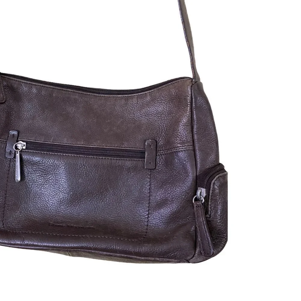 Vintage Stone Mountain Brown Leather Shoulder Bag